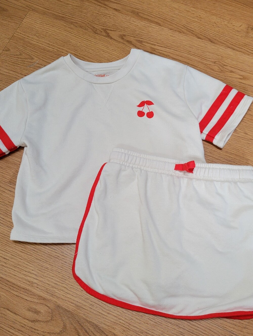 Cat & Jack Little Girls Set with Red Cherry Accent